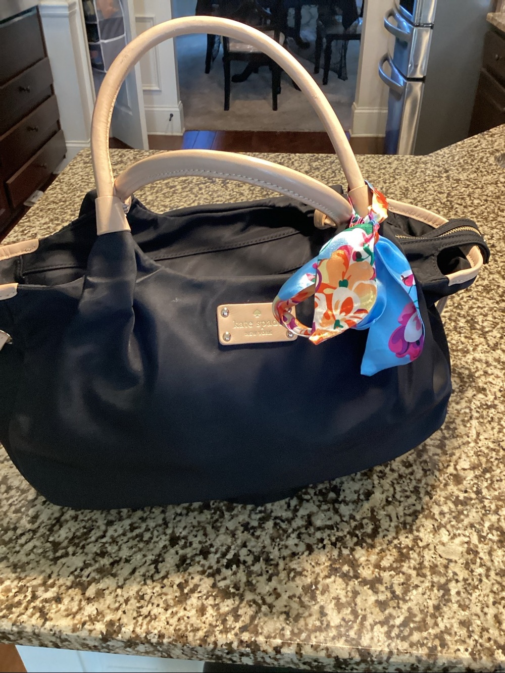 kate spade Black Tote with Cream Handles EUC Story Book Lining - Picture 1 of 6